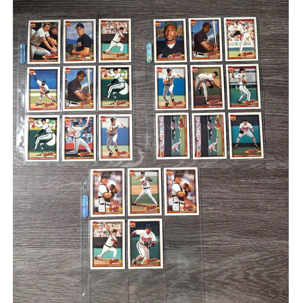 1991 Topps Baltimore Orioles Team Lot Ripken Tettleton Finley Vintage MLB Cards